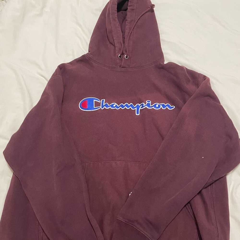 Champion Burgundy Hoodie with Logo